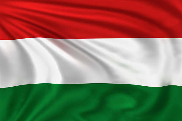High quality illustration of the Flag of Hungary waving in the wind.
